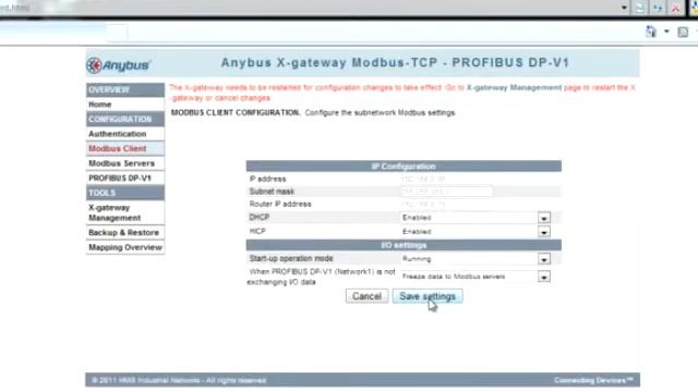 Настройка шлюзов Anybus X-Gateway Modbus TCP Master/Client