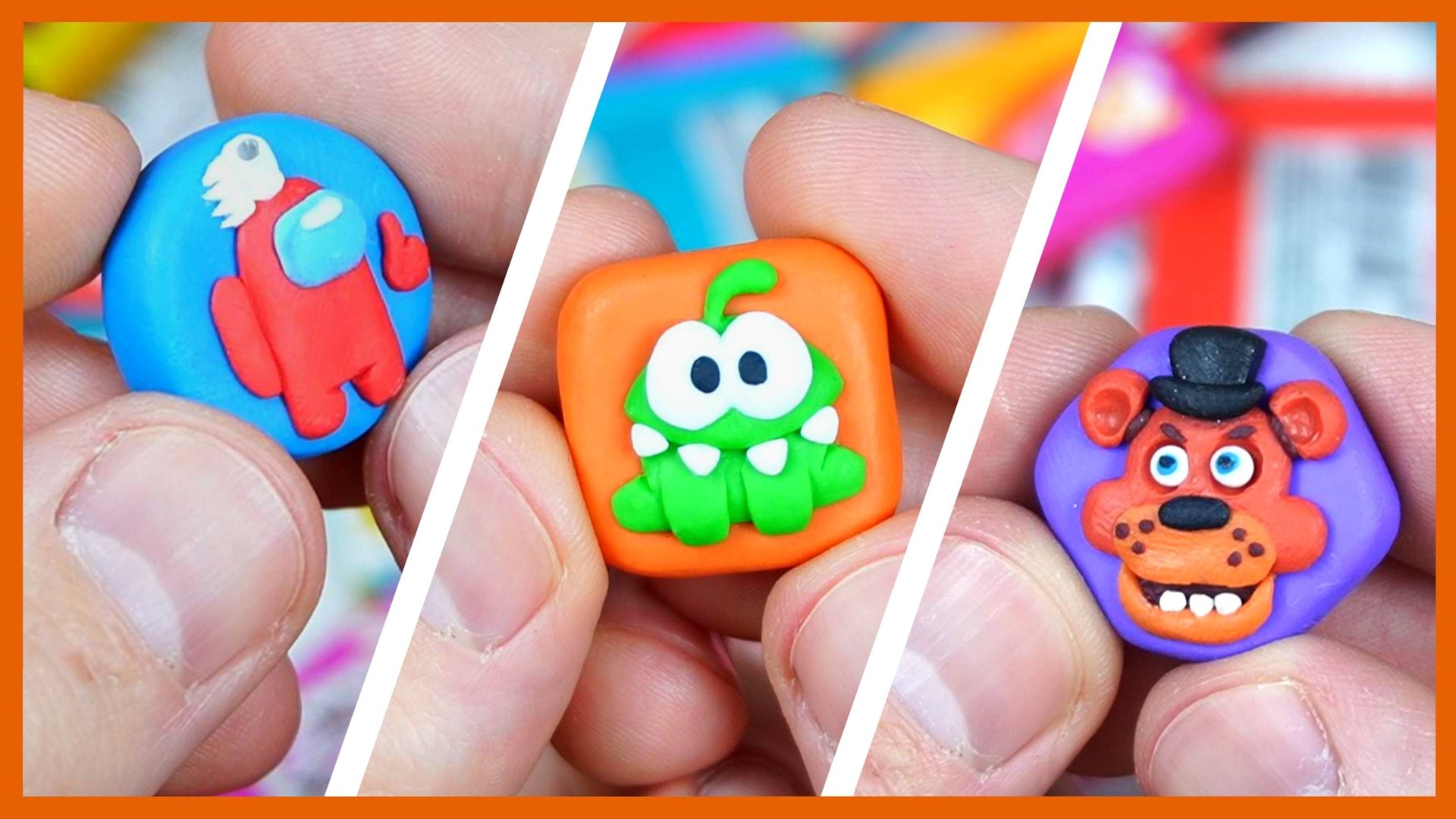 Магнитыши своими руками: Мишка Фредди, Ам Ням, Амогус. Лепим из полимерки. смотреть онлайн