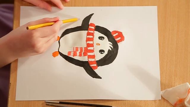 Как нарисовать пингвина. Рисуем пингвинчика гуашью. смотреть онлайн