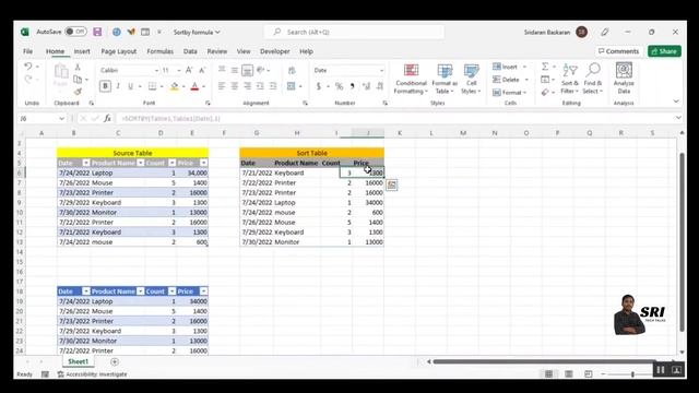 SORTBY function in Excel in tamil | Sort Data Without 1 Click смотреть онлайн