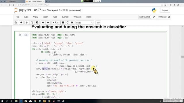 Python Machine Learning 33. Ensemble-3: 以多數決原理作預測並評估整體學習分類器 (recorded on 20191001) смотреть онлайн