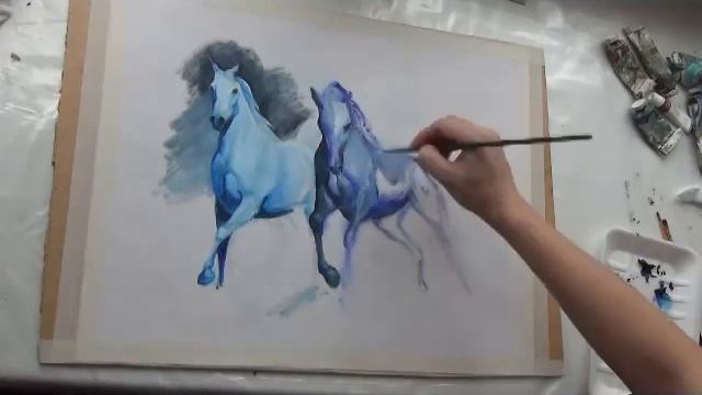 Как нарисовать бегущих коней масляными красками смотреть онлайн