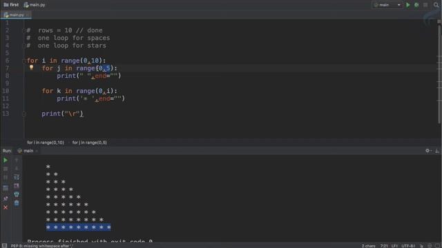 Python Tutorial for Beginners | 180 turned Right Triangle with Loops #20 смотреть онлайн