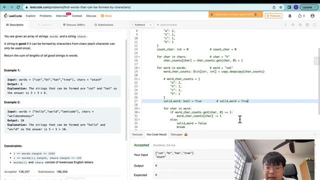 Leetcode Python - Easy - Find Words That Can Be Formed by Characters (Linear - Single Pointer) смотреть онлайн