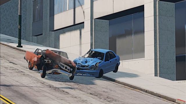 Crash Test Daewoo Lanos vs Hyundai Solaris - BeamNG Drive Crashes смотреть онлайн