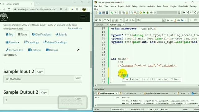 Atcoder Beginner Contest 164 Problem A,B,C,D Tutorial [English] смотреть онлайн