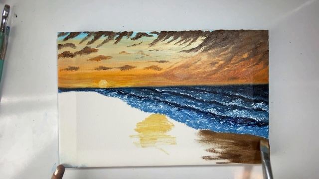 Easy Sunset seascape?|easy beach painting |acrylic painting step by step смотреть онлайн