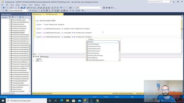 MSSQL SERVER BAŞLANGIÇ - 4 - MAX, MIN, COUNT, AVG, SUM FONKSİYONLARI смотреть онлайн