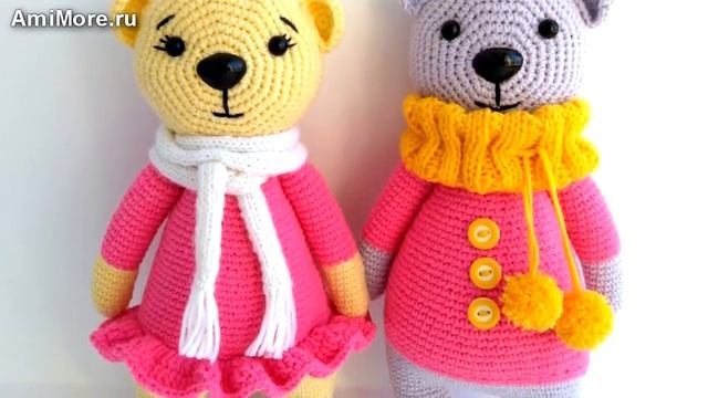 Амигуруми: схема Мишки в розовом. Игрушки вязаные крючком. Free crochet patterns. смотреть онлайн