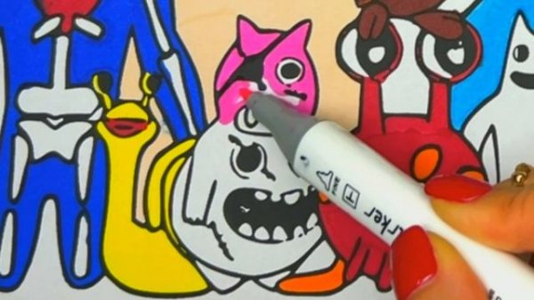 Coloring Garden of Ban Ban 7 all heroes | Garten Of Banban Coloring Pages