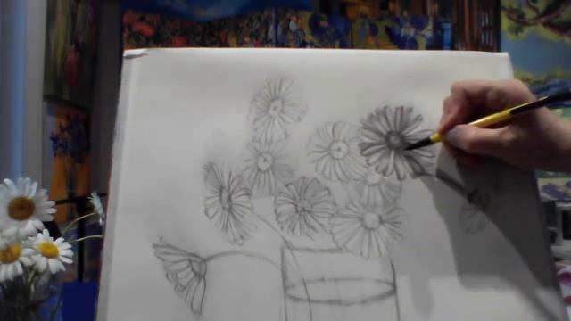 Как нарисовать ромашки карандашом смотреть онлайн
