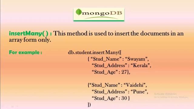Inserting Documents in Collections | MongoDB смотреть онлайн