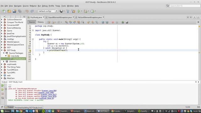 Java:Exceptions multi-catch blocks смотреть онлайн