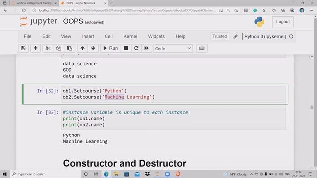 022 - OOPS - What is Constructor and destructor , class and instant variables |python |Marathi смотреть онлайн