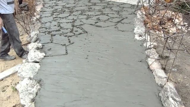 Как сделать дорожку под декоративный камень. Мастер класс. Decorative plaster. Art concrete. смотреть онлайн