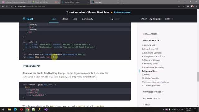 React 8. Lists and Keys смотреть онлайн