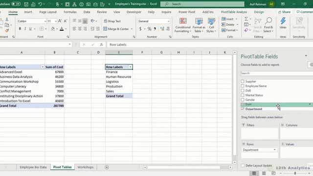 Introduction to PivotTables - HR L&D Dashboard смотреть онлайн