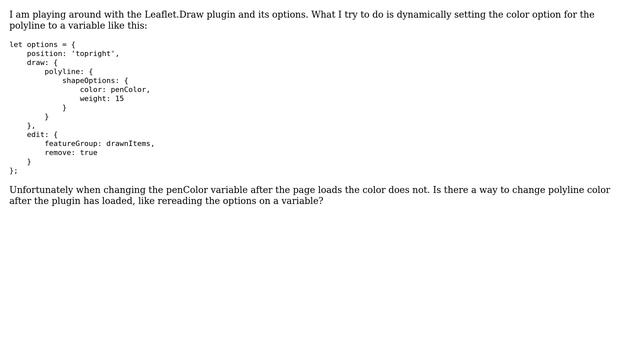 GIS: Leaflet.Draw options - dynamically changing polyline color смотреть онлайн