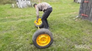 Штанга дома из автомобильных колёс#р14#спортзал своими руками#самодельный спортзал#fitness#Бицепс