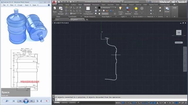 AutoCAD 3D Modeling Gallon Tutorial Exercise 32 смотреть онлайн