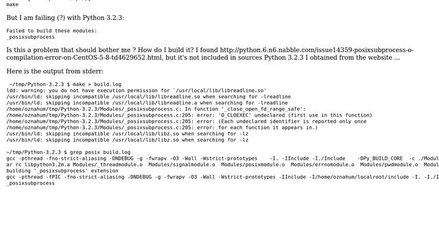 DevOps & SysAdmins: Building Python 3.2.3 on redhat 5: missing _posixsubprocess смотреть онлайн