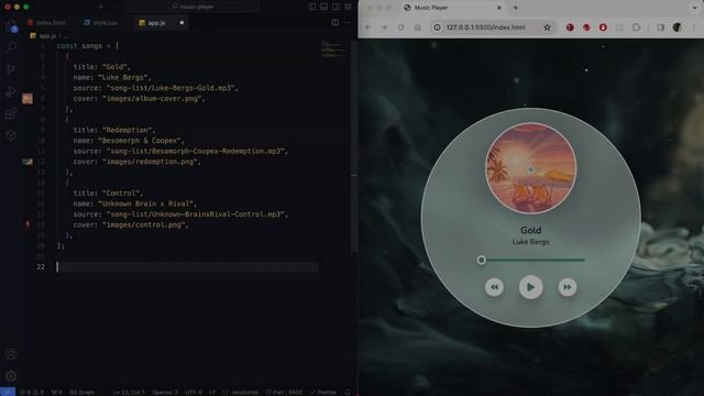 Music Player | HTML CSS Javascript смотреть онлайн