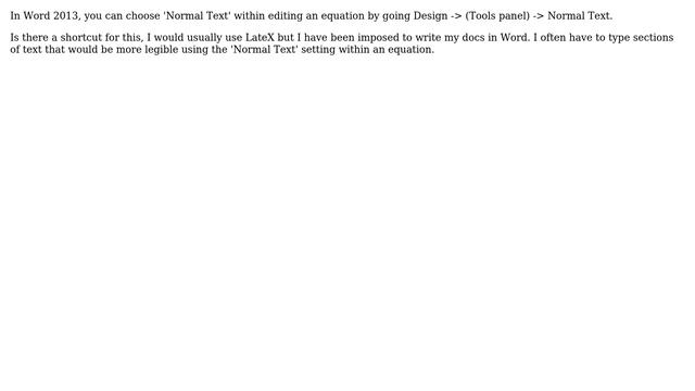 Shortcut for text mode in Word equation editor смотреть онлайн