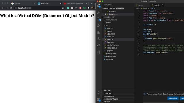 What is Virtual DOM? Explanation with code смотреть онлайн