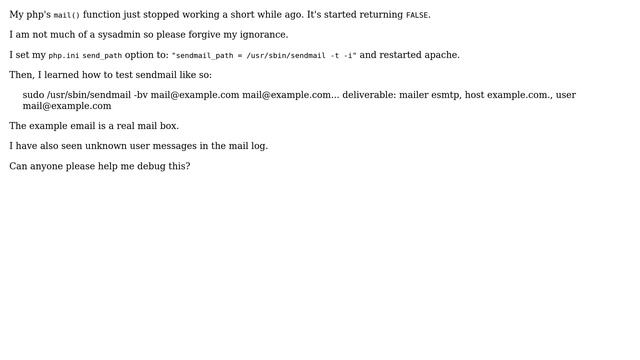 sendmail user unknown - debian lenny смотреть онлайн