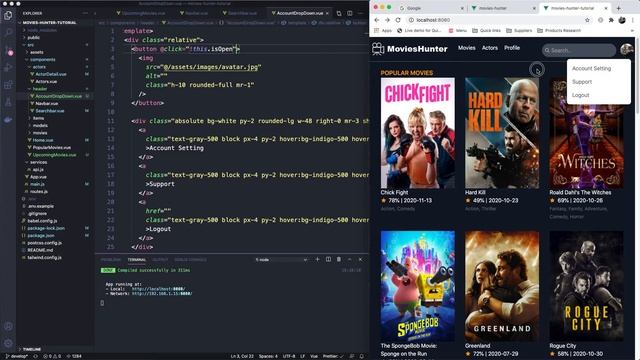 Movie Hunter App Add Profile Dropdown Menu Part 16 смотреть онлайн
