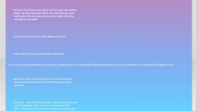 API to listen to docker swarm events смотреть онлайн