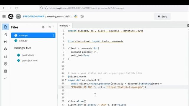 How to get streaming status on discord 24/7 replit смотреть онлайн