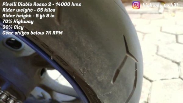 Pirelli Diablo Rosso 2 Tyres at 14000 kms
