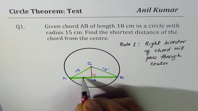 Q1 Find the schortest Distance of Chord from Centre of circle смотреть онлайн