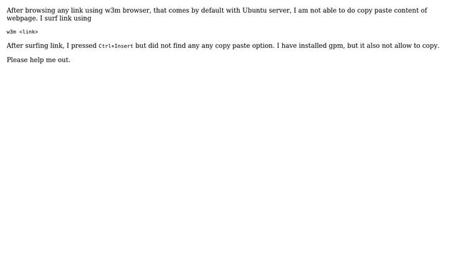 Copy paste inside w3m command line browser in ubuntu server смотреть онлайн