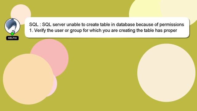 SQL : SQL server unable to create table in database because of permissions смотреть онлайн