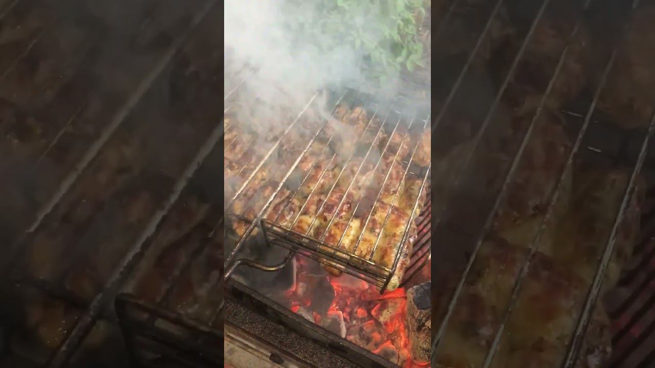 Шашлык из печени в жировой сетке