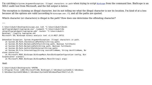BinScope and ArgumentException: Illegal characters in path смотреть онлайн