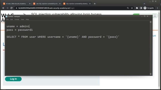 PortSwigger - SQL Injection Vulnerability Allowing Login Bypass смотреть онлайн