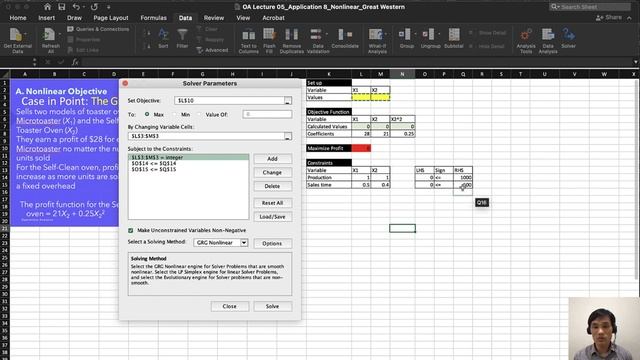 Lecture 05 15 Nonlinear Programming Excel Solver смотреть онлайн