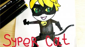как рисовать супер кота из мультика леди баг