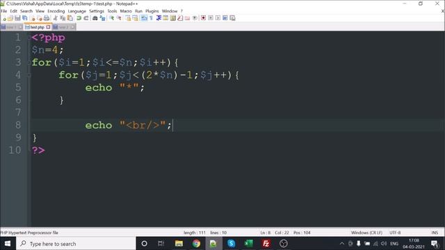 PHP Pattern Program - Part3(Pyramid Pattern) Interview Question for Beginners смотреть онлайн