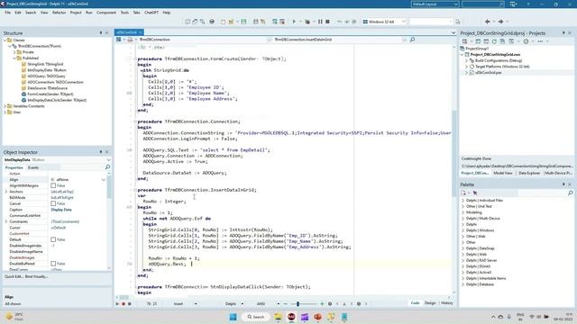 Delphi and SQL Connection using ADOComponent and StringGrid смотреть онлайн