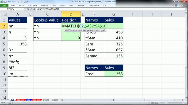 Excel Magic Trick 931: VLOOKUP & MATCH: Lookup Values With Special Characters Such As ~ * ? смотреть онлайн