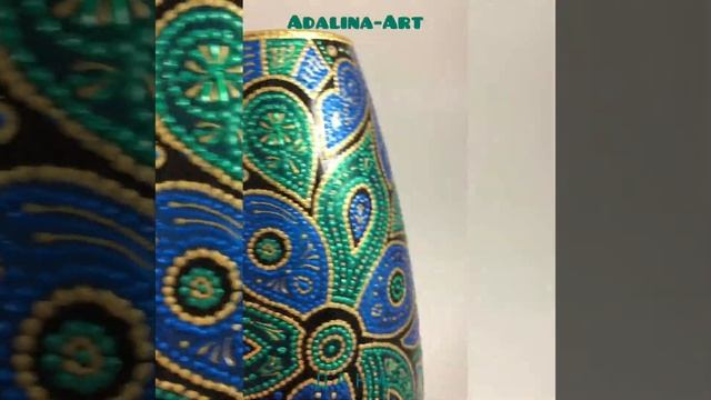 ДАНА. Ваза для цветов. Стекло. Точечная роспись от Adalina Art