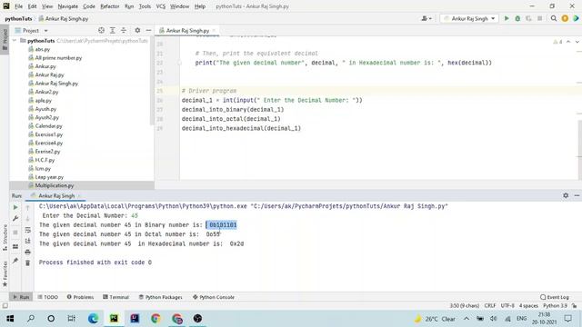 Python Programming Convert Decimal to Binary, Octal and Hexadecimal @AllRounderAnkurRajSingh смотреть онлайн