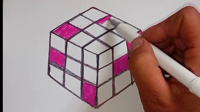 How to Draw a rubik's Cube/Как Нарисовать кубик- рубик /Cara Menggambar Kubus rubik смотреть онлайн