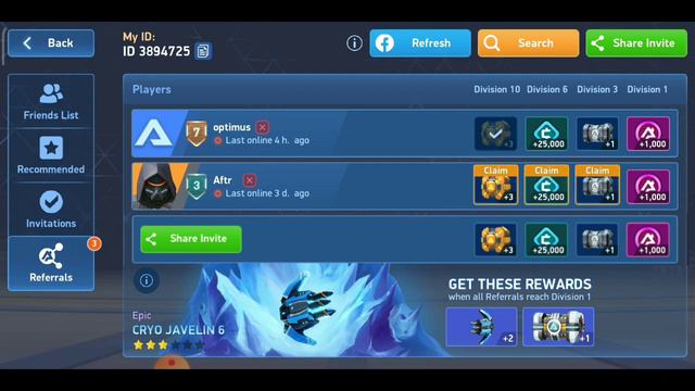 TIPS & TRICKS TO COMPLETE  Referral CODES FAST 😱 To Unlock  CRYO JAVELIN 6 😀| MECH ARENA