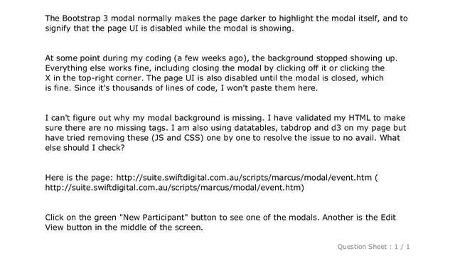 HTML : Bootstrap 3 modal background is missing смотреть онлайн