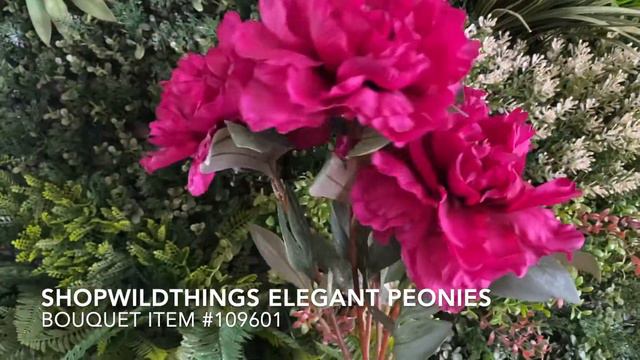 ShopWildThings Peony Bouquet Artificial Silk Florals Fuchsia Pink "Beauty" Color смотреть онлайн
